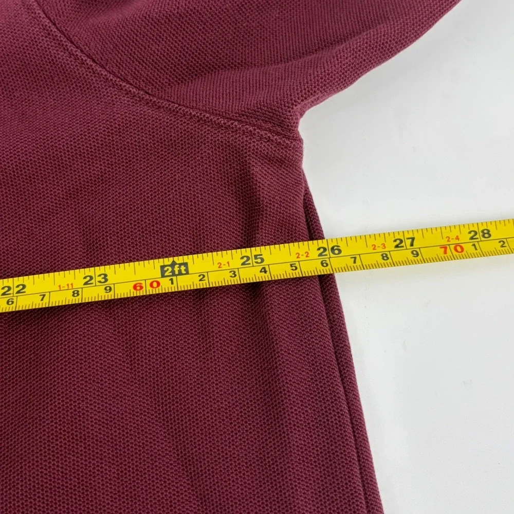 LL Bean Mens Long Sleeve Polo Shirt Burgundy Cotton Size XL TALL - Picture 6 of 7